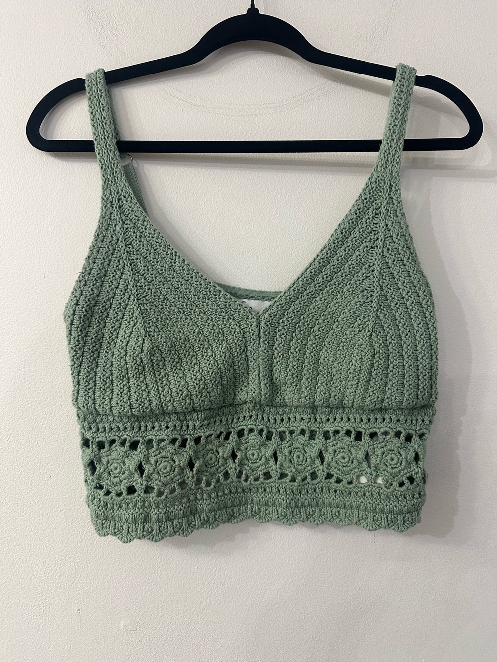 Hollister Sage Green Crochet Bralette Tank